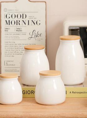 Minimalist Food-Grade Sealed Jar White Ceramic Bottle