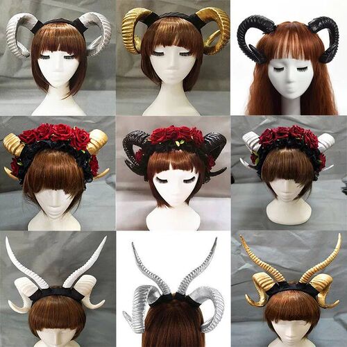 Handmade Sheep Horn Headband Hairband Accessory Demon Evil G