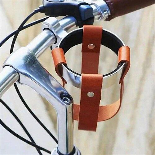 Bike Water Bottle Holder, PU Leather Handlebar Mount Clamp