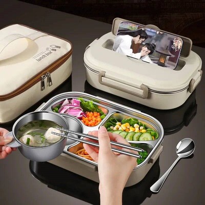 304 Stainless Steel Compartment Insulated Lunch Box Office W
