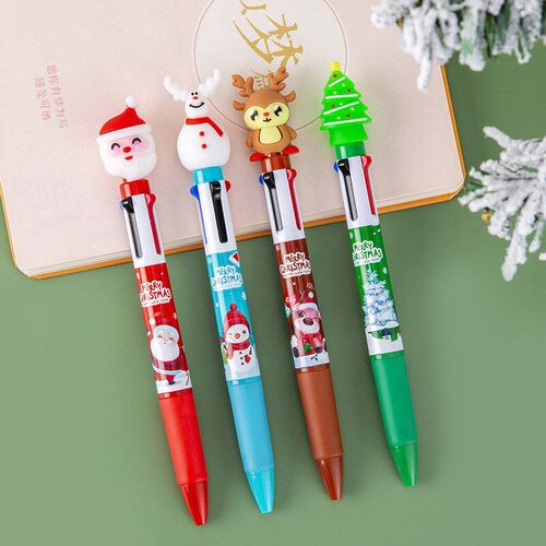 Santa Claus Reindeer Pine Tree 4color Ballpoint Pen Student