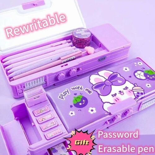 Girls Password Lock High-tech Pencil Case Multifunctional St