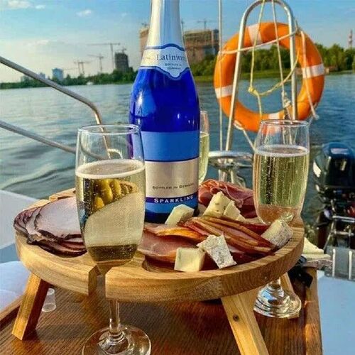 Wooden Outdoor Folding Picnic-table With Glass Holder 1