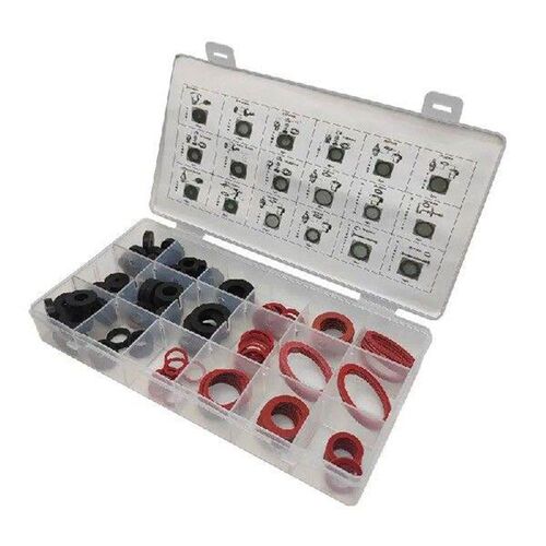 141pcs Black Rubber Gaskets Red Steel Paper Washer M4 M8 M9