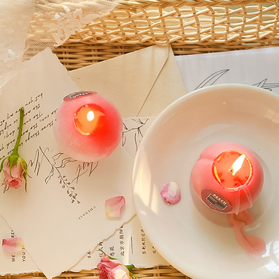 1pc Cute Peach Aromatic Candle Fruit Soy Wax Aromatherapy