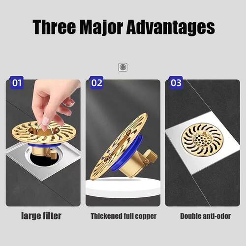 Floor Drain All-copper Shower Floor Drain Stopper Insectproo