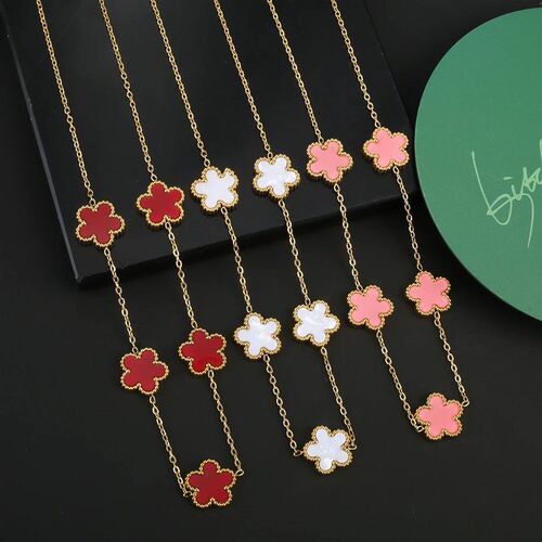 Stainless Steel Colorfast Simple Plant Five-leaf Flower Brac