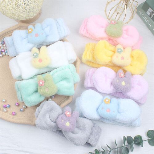 Cute Plush Fless Rabbit Hair Band Girl Wash F Wide Side Head