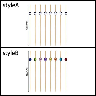 100Pcs Skull Bamboo Pick Fruit Fork Dessert Cocktail Disposa
