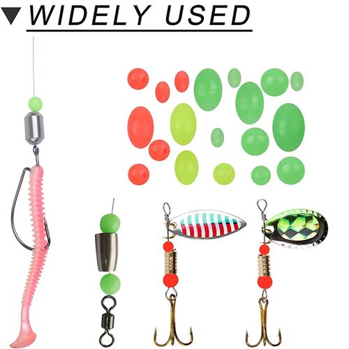100PCS Fishing Beads Oval Soft Plastic Luminous  Glowing Sin