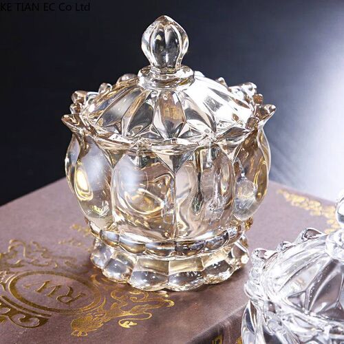 European Crystal Glass Candy Jar Luxury Colorful Glass Jewel