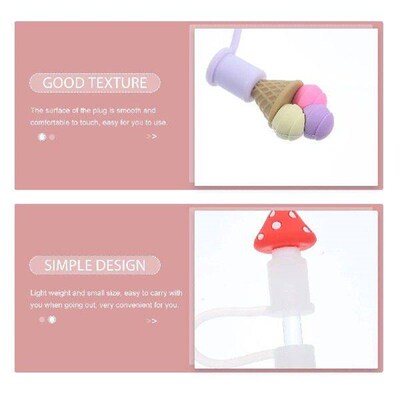 4 Pcs Dust Cap Drinking Cover Cute Silicone Straw Covers