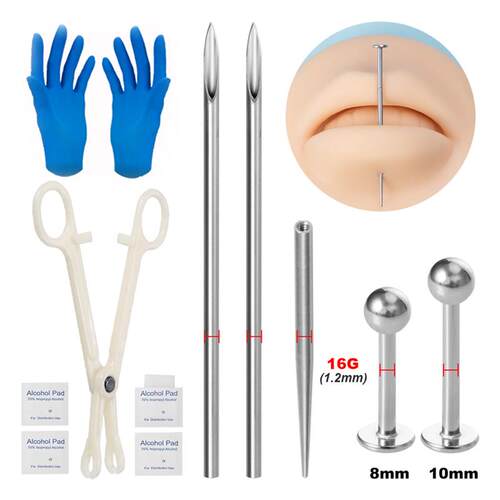 Body Piercing Kit Surgical Steel Threaded Taper Pin Needles