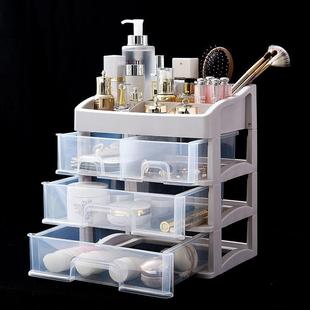 clear boxes, jewelry shelves, large plastic boxes and desk