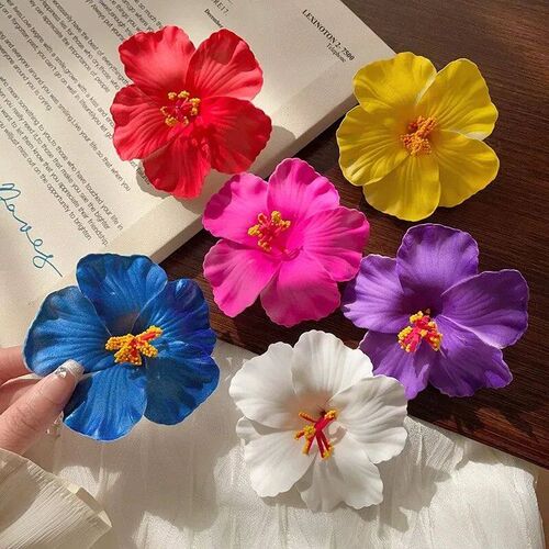 Flower Hair Clips Hawaiian Plumeria Hibiscus Flowers Barrett