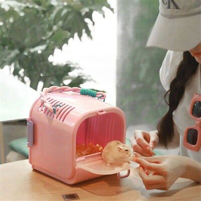 Portable Hamster Carrier Cage Transparent Detachable Pet