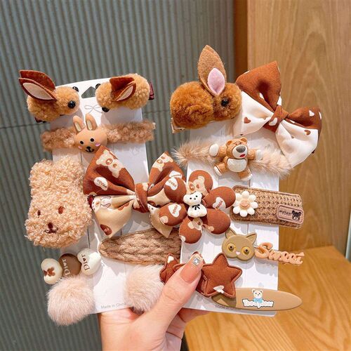 Childrens Cartoon Hairpin Set Cute Ba Bow Small Animal Smal