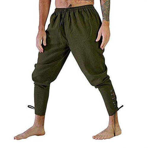 Retro Ankle Strap Pants for Men Medieval Plain Steam Punk Cl