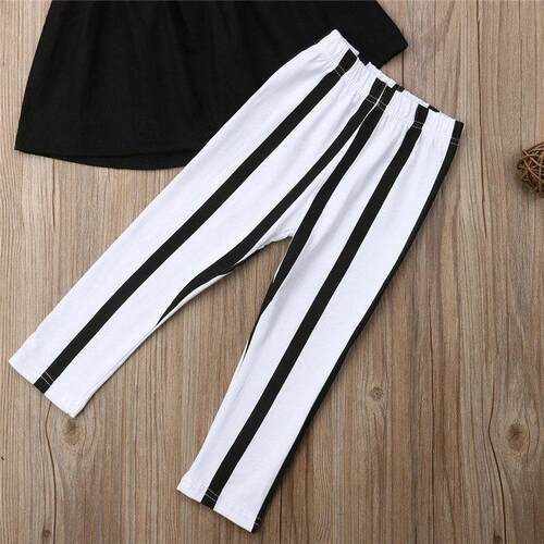 1-6T Fashion Summer Clothing Girl Strap ops+Striped Pants To
