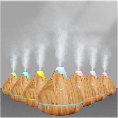 Aromatherapy Essential Oil Diffuser 350ML Wood Grain Remote