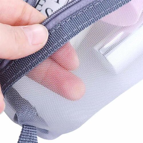 Mesh Transparent Cosmetic Bags Portable Travel Wash Organize