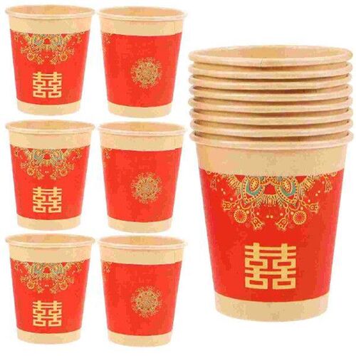 50 Pcs Coffee Mug Happy Paper Cup Wedding Cups for Chinese