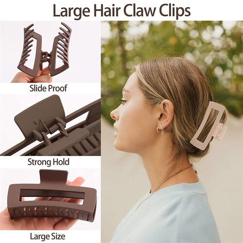 3/4PCS Women Girls Hair Claws Clips Black Cofee Large Claw C
