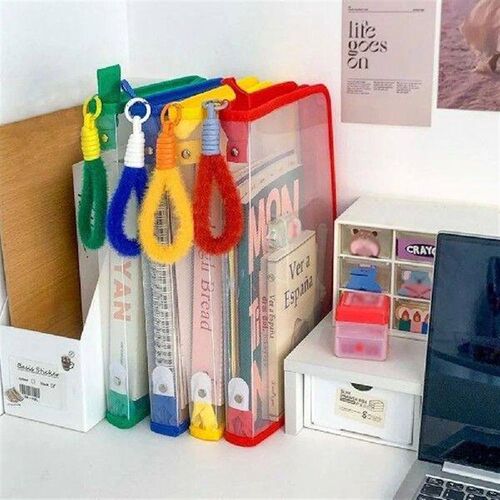 Cute PP A4 Zipper File Bag Plush Handle High-capacity