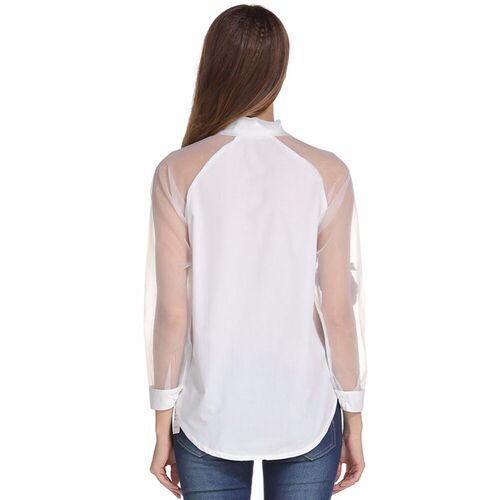 Womns Fashion Floral Embroidery Blouse Long Sleeve Hollow M