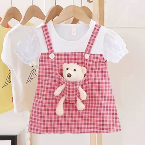 0-4Y Baby Girl Dress With Bear Pocket Elegant Princess Dress