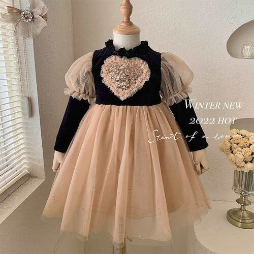 French Childrens Wear Girls Dress Autumn and Winter New We