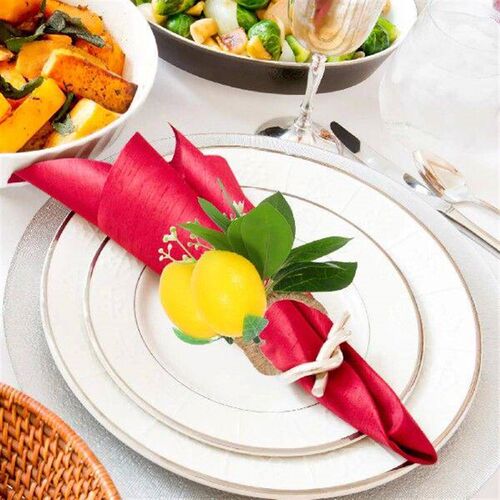 4 Pcs Lemon Napkin Rings Artificial Buckles Faux Plant