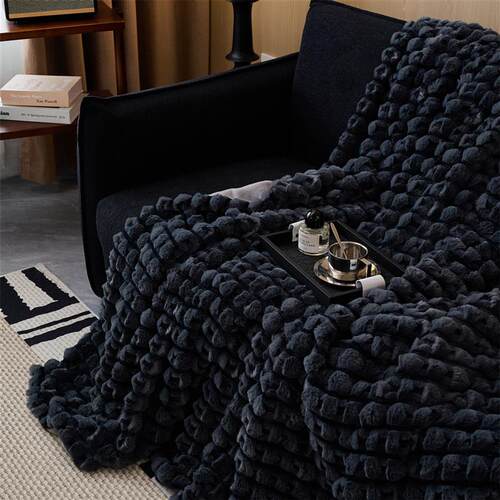 Rabbit fur blanket Throw Blanket Fleece Blankets Bed Cover