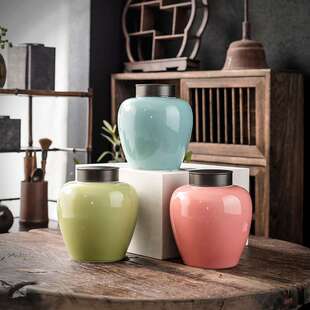 复古风陶瓷茶叶罐密封罐储存罐空罐陶瓷中式家用醒茶罐