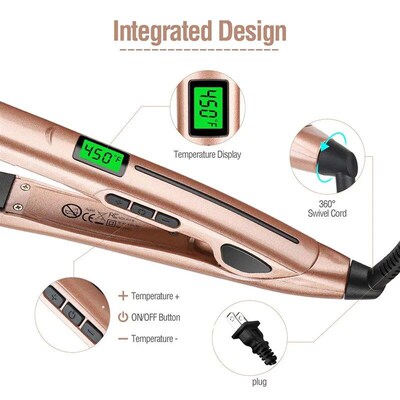 2 In 1 Hair Straightener and Curler Ceramic Flat Iron Hair C