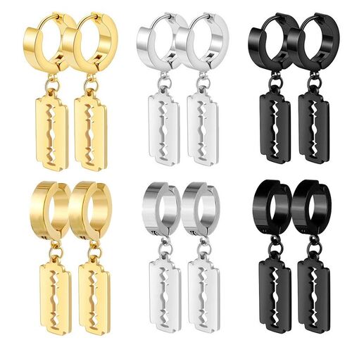 1Pair Punk Gothic Stainless Steel Stud Earring Creative Blad