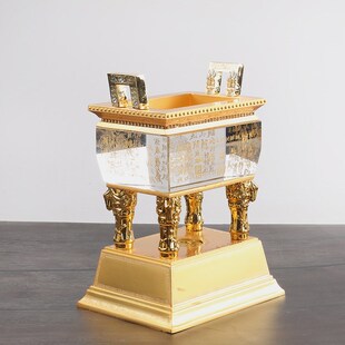 合金水晶鼎摆件方鼎奖杯招财聚财四方鼎公司企业乔迁开业商务礼品