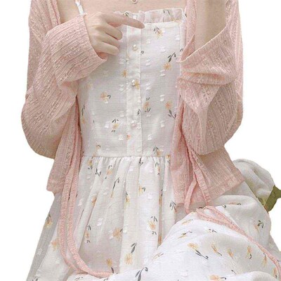 Gent Sty Floral White Sling Dress Summer Waist Long Dress Fi