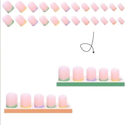 Square Press On Nails Short Fake Nails French Tip Colorful