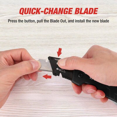 WORKPRO Folding Utility Knife Quick Change Blade Wire Stripp