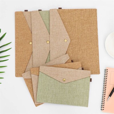 1PC A4/A5 Imitation Linen Big Capacity Document Bag Simple C