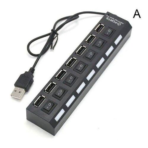 USB 2.0 Hub 7 Port USB A 7in1 Data Splitter With