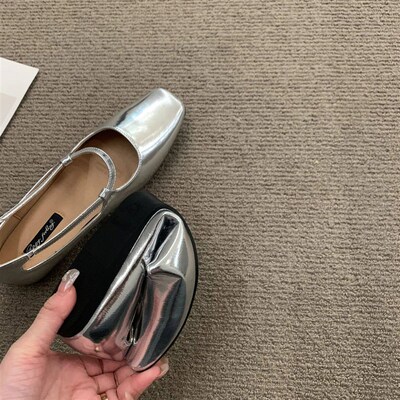 Bailamos Women Fashing Silver Flats Ballerina Shoes Round To