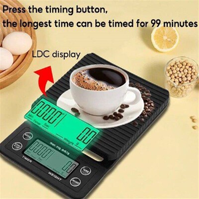 5/3kg LCD Kitchen Coffee Scale with Timing Digital Display