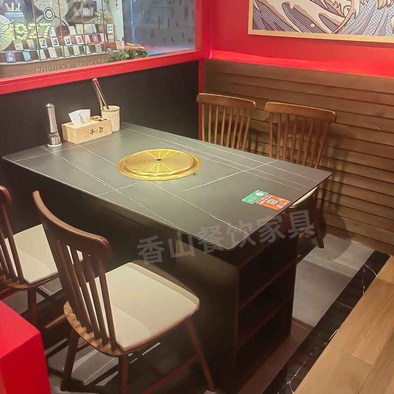 大理石岩板韩式烤肉桌子电烤一体无烟净化下排烟碳烤烧烤店餐桌椅,商业/办公家具,火锅桌,淘宝优惠券,粉丝福利购,淘宝优惠卷