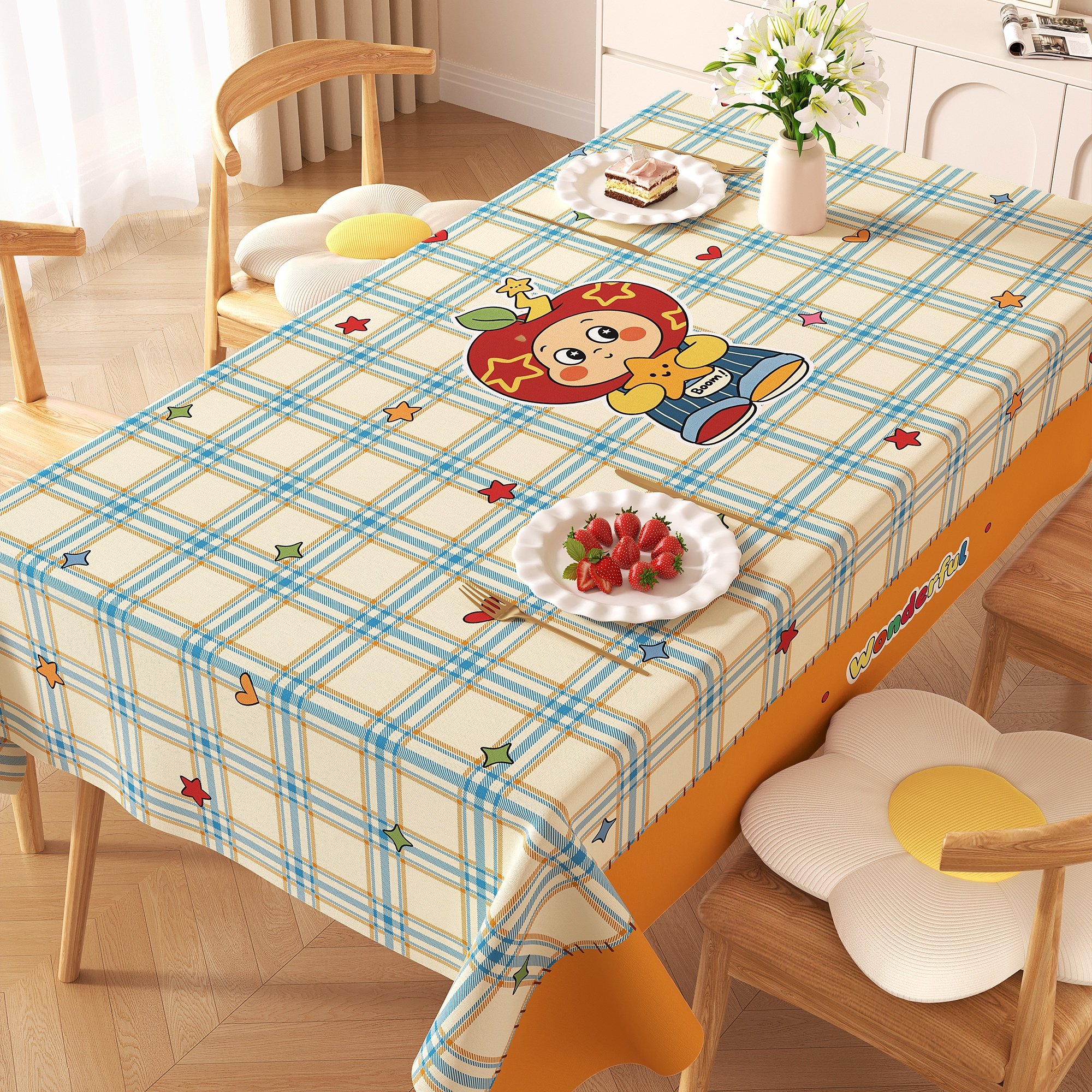 桌布卡通隔热防烫免洗长方形餐桌垫家用防水防油可爱风桌面保护垫,居家布艺,桌布,淘宝优惠券,粉丝福利购,淘宝优惠卷