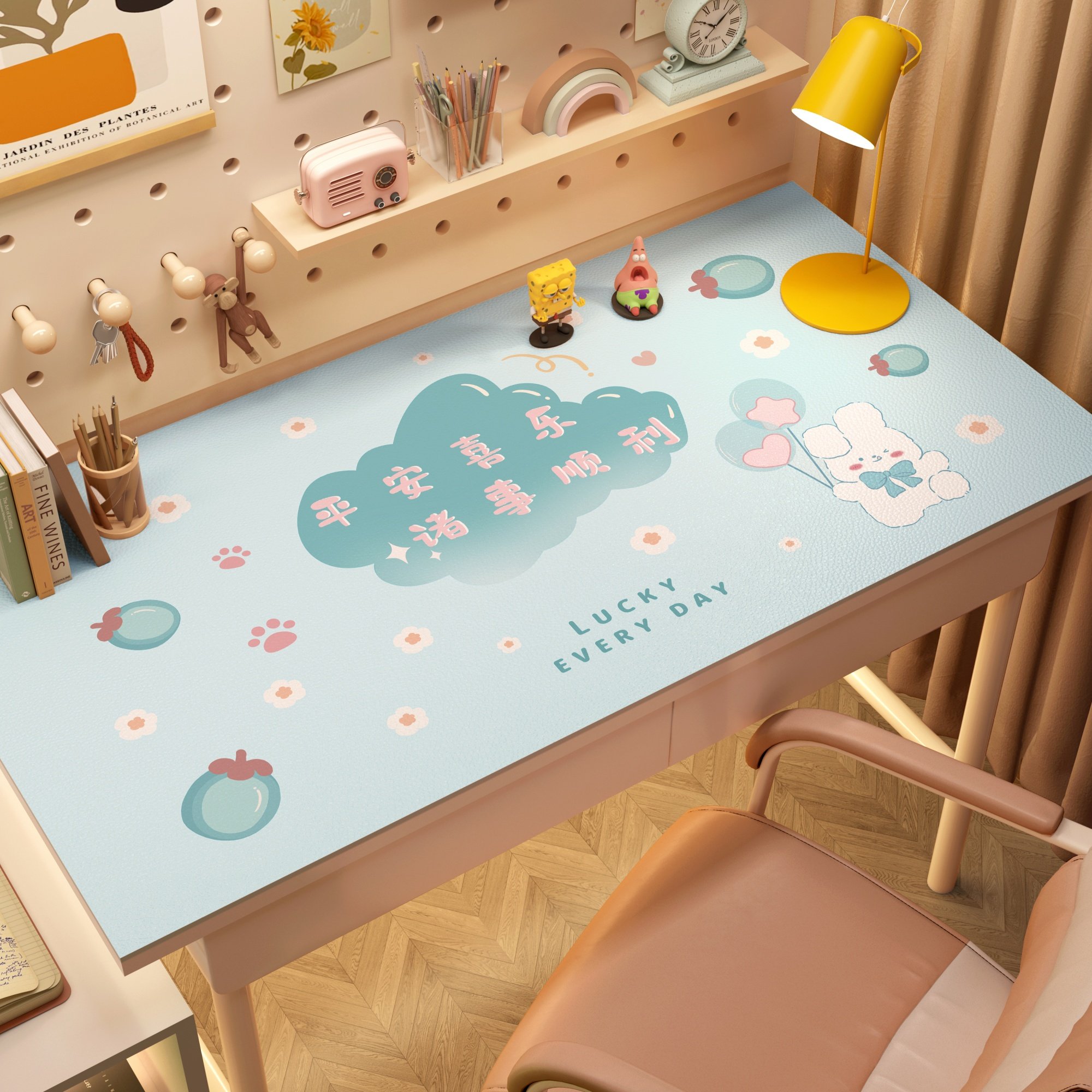 桌垫卡通可爱电脑桌专用皮革防水防油书桌布学生写字台办公桌垫子,居家布艺,桌布,淘宝优惠券,粉丝福利购,淘宝优惠卷