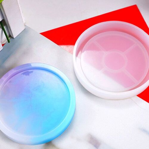 4/6Pcs Crystal Epoxy Resin Mold Hexagon Round Coaster Castin