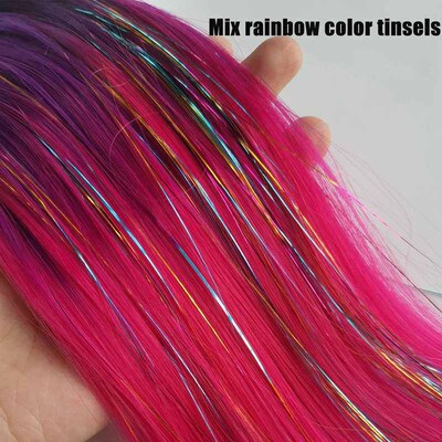 Purple Red Pink Tel Ponytail Extension with Elastic Hair Tie