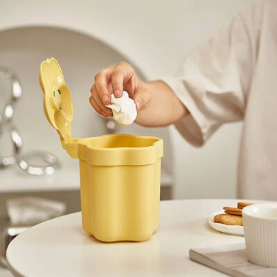 1pc Flower Shape Desktop Trash Can,Household Cute Mini Bins,